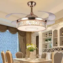 4" Диммируемый двухсторонний кристалл потолочный вентилятор свет с пультом дистанционного управления регулируемый 3 цвета Невидимый Телескопический вентилятор потолочное освещение