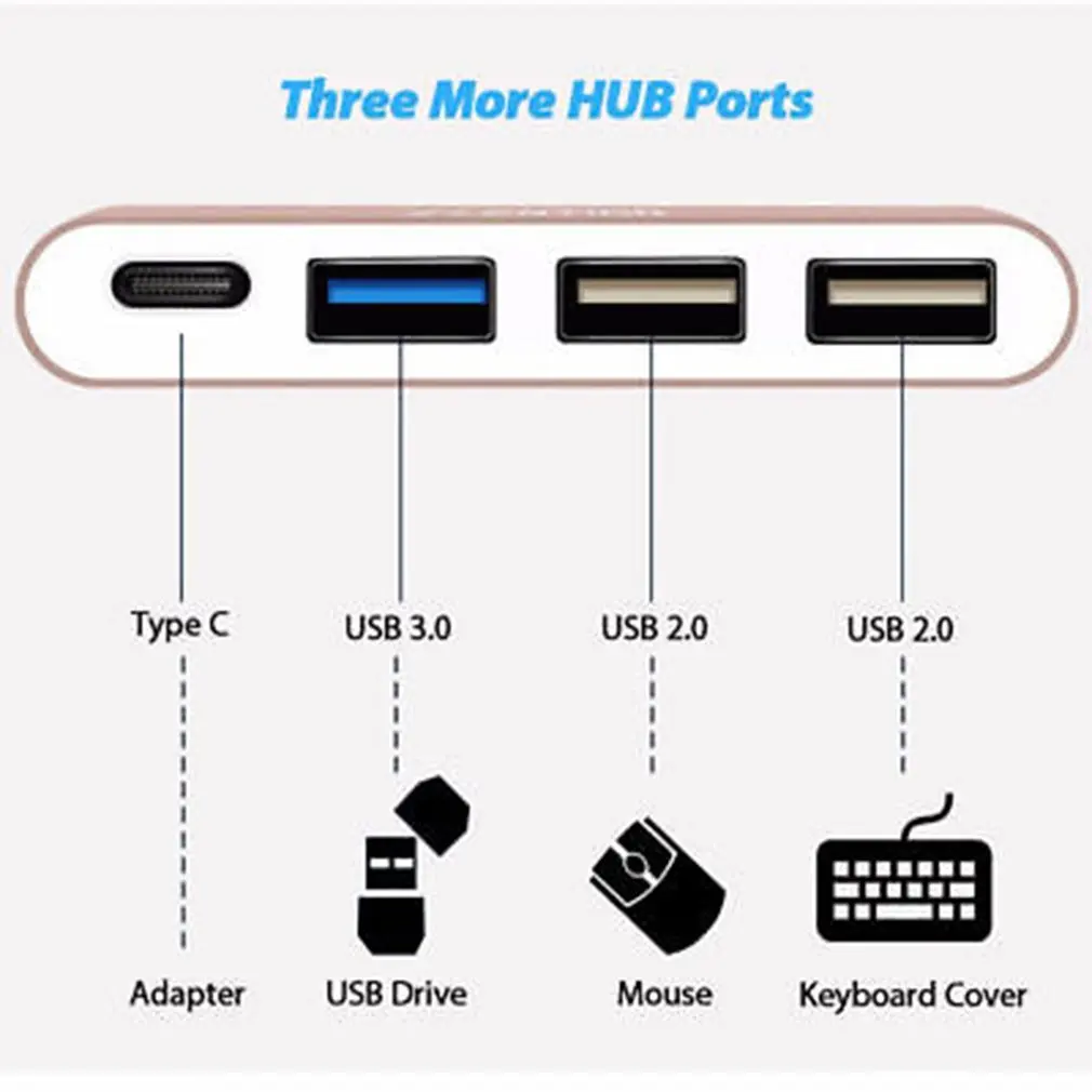 USB3.0 концентратор 4 в 1 Алюминиевый сплав многопортовый type C концентратор USB 3,0 USB-C зарядный адаптер type C к usb-хаб для MacBook Pro