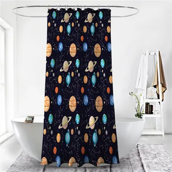 

180cm*180cm Bathroom Curtains Planet Digital Printed Polyester Easy Clean Shower Curtain Water Proof 2020 Hot Sale