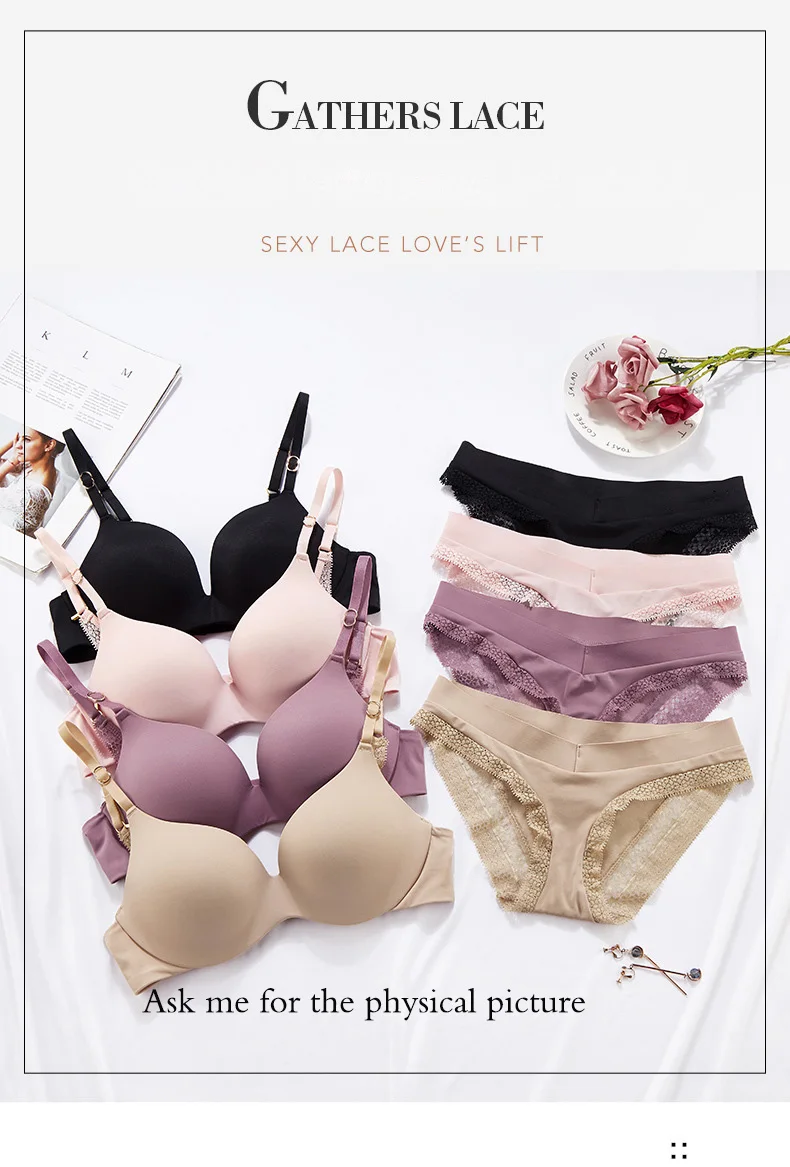New lingerie adhesive seamless lingerie women's bra suit small bra gathered anti sagging fold up adjustable bra