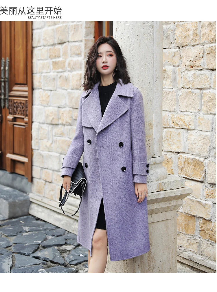 Xiao chong oneg Autumn Casual Trend Mid-length Elegant Woolen Jacket Long Sleeve Body Hugging Warm