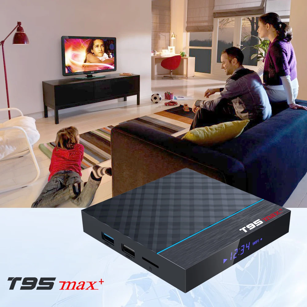 T95 MAX Plus Smart tv Box Android 9,0 S905X3 64 Bit 2,4G+ 5G двухдиапазонный WiFi UHD 8K VP9 H.265 4 GB/64 GB