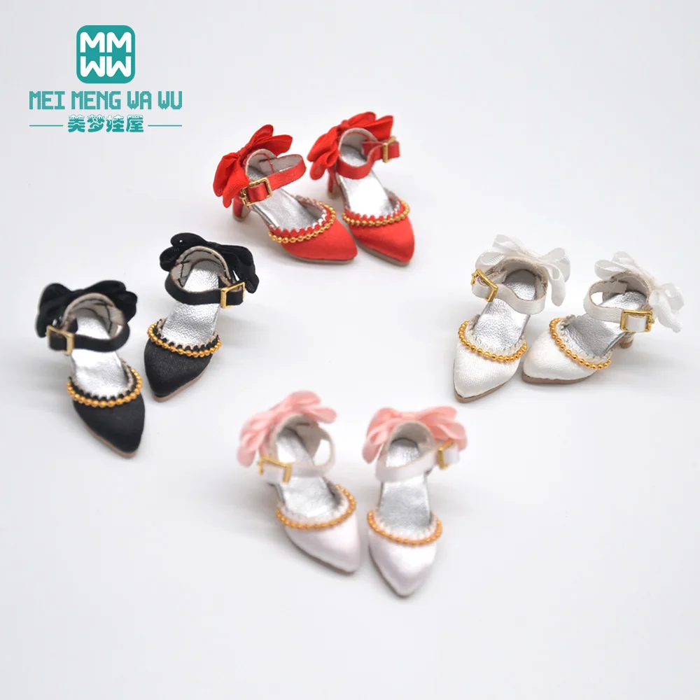 2.8cm Mini toys doll shoes for 28-30cm blyth Azone OB23 OB24 fashion Bow Satin high heels
