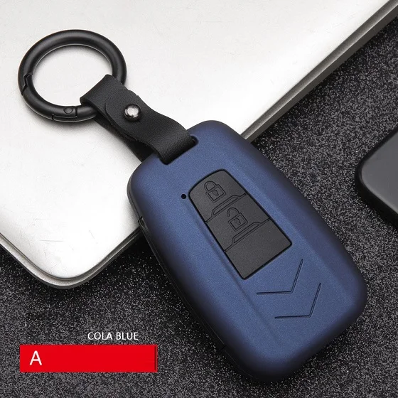 2Button blue Автомобильный Стайлинг ABS углеродного волокна Автомобильный Дистанционный корпус умного ключа Крышка для Toyota CHR C-HR Prado Prius Camry Corolla RAV4 - Название цвета: 2Button blue