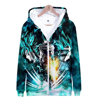 

2019 Dragon Ball Anime Hoodies Men Women Autumn Long Sleeve 3D Zipper Hoodies Wukong Print Popular Soft Clothes Plus Size