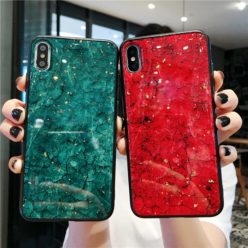 Мраморный блестящий чехол для телефона iPhone 11 Pro Max XR XS MAX зеленый глянцевый 6S 7 8 Plus SE