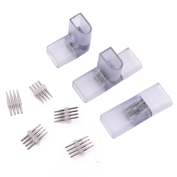 

4 pin I L T shape Corner connector middle plug With Copper needle for 110V 220V 2835 5050 RGB Size 10X20mm Neon Strip