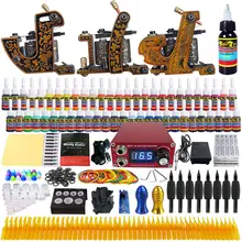 Pro полный комплект машины для татуировки 3 пистолета 54 чернил Электропитание игла Захваты наконечники тату-пистолет Immortal татуировки набор чернил мощность коробка с рукояткой