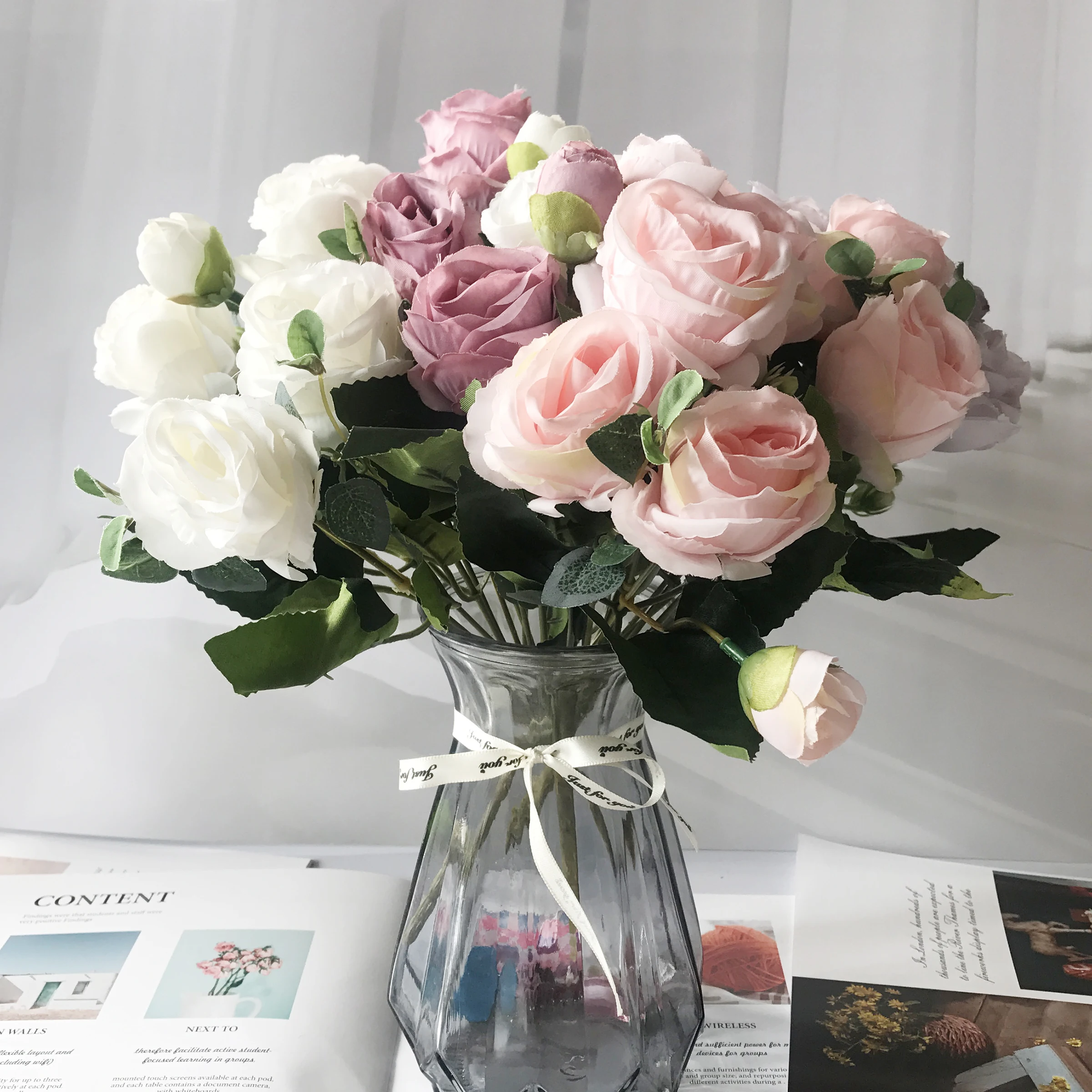 パーティーの装飾のための牡丹diyヴィンテージ 造花 結婚式のための小さな偽のバラ お祭り用品 家の装飾のための花束 Aliexpress ホーム ガーデン