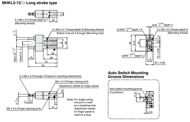 Guia de Slides Air Gripper Cilindro MHK2