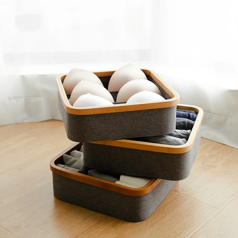 

Коробка для хранения нижнего белья ручной работы из ткани в японском стиле коробка для домашнего нижнего белья бюстгальтеров носков сетка без крышки шкаф коробка для отделки