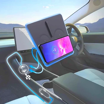 

Mobile Phone Wireless Charger 3-Coil Model3 LED Charging Pad Center Console Kit Mat for iPhone for Tesla Model 3 Accessories Y