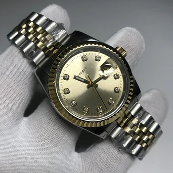 

18K gold and silver watch 40mm size AAA Men Luxury Watch Date Automatic just Mechanical glide smooth second hand