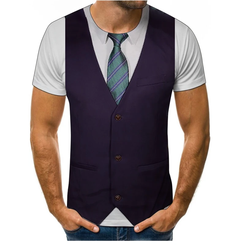 Fake Suit Tuxedo Bow Tie 3D Printed Men 