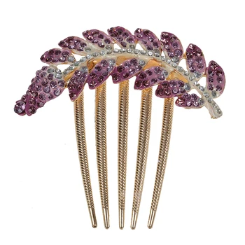 

New lovely Fashion Purple Leaves Jewelry Crystal Hair Clip Hairpin