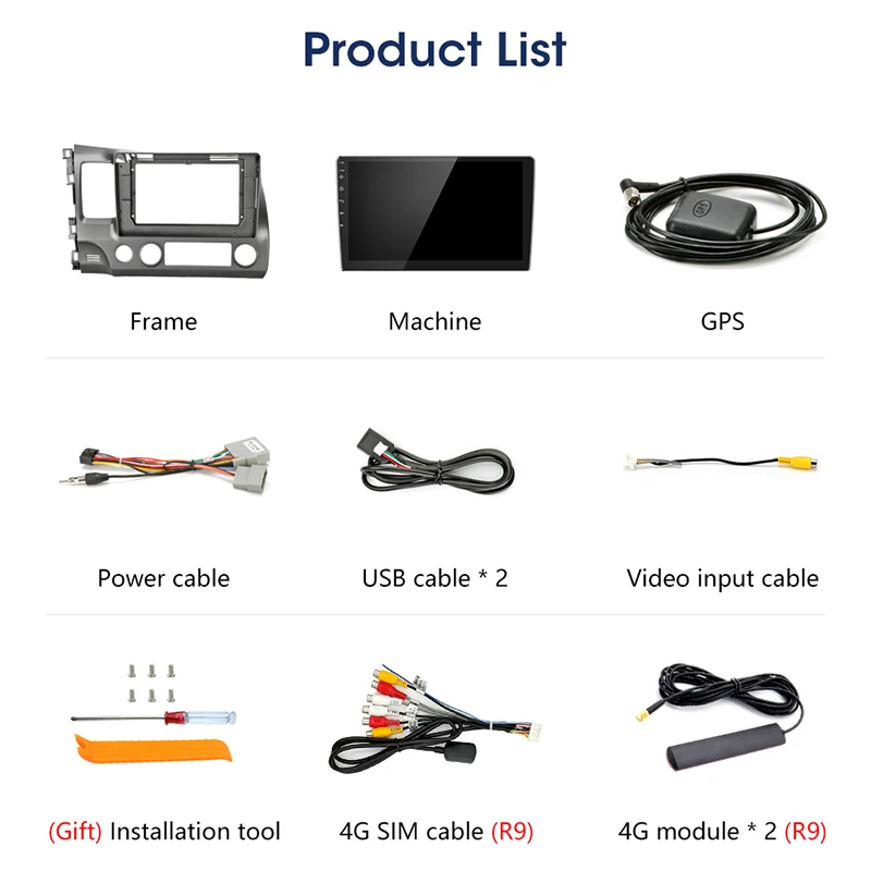 Cheap Jansite R9 4G 10" Car Radio For Honda Civic 2005-2011 RDS Wifi Android Touch screen Bluetooth Multimedia Video player with frame 5