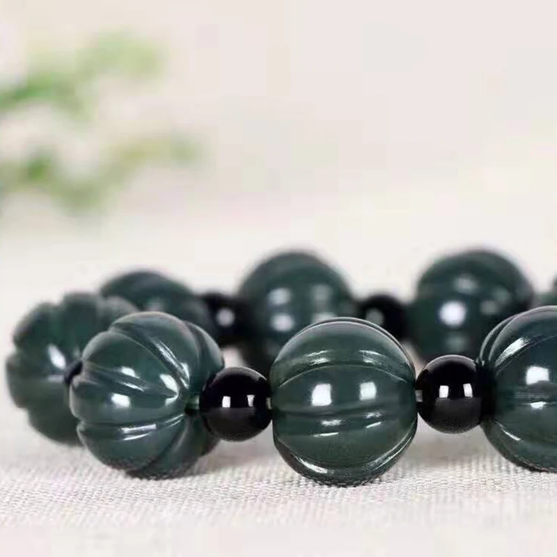 Natural boutique Hetian jade green jade melon Bracelet