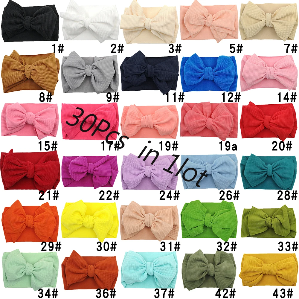 KK01mix30colors Нейлоновая повязка на голову с бантом для маленьких девочек тюрбан для младенцев завязанные головные уборы Новорожденные реквизиты для фотографии Haarband Baby kidocheur - Цвет: KK01mix30colors