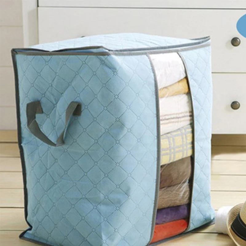 Foldable Storage Box Portable Clothes Organizer Tidy Pouch Suitcase Non-woven Home Storage Box Quilt Storage Container Bag Box