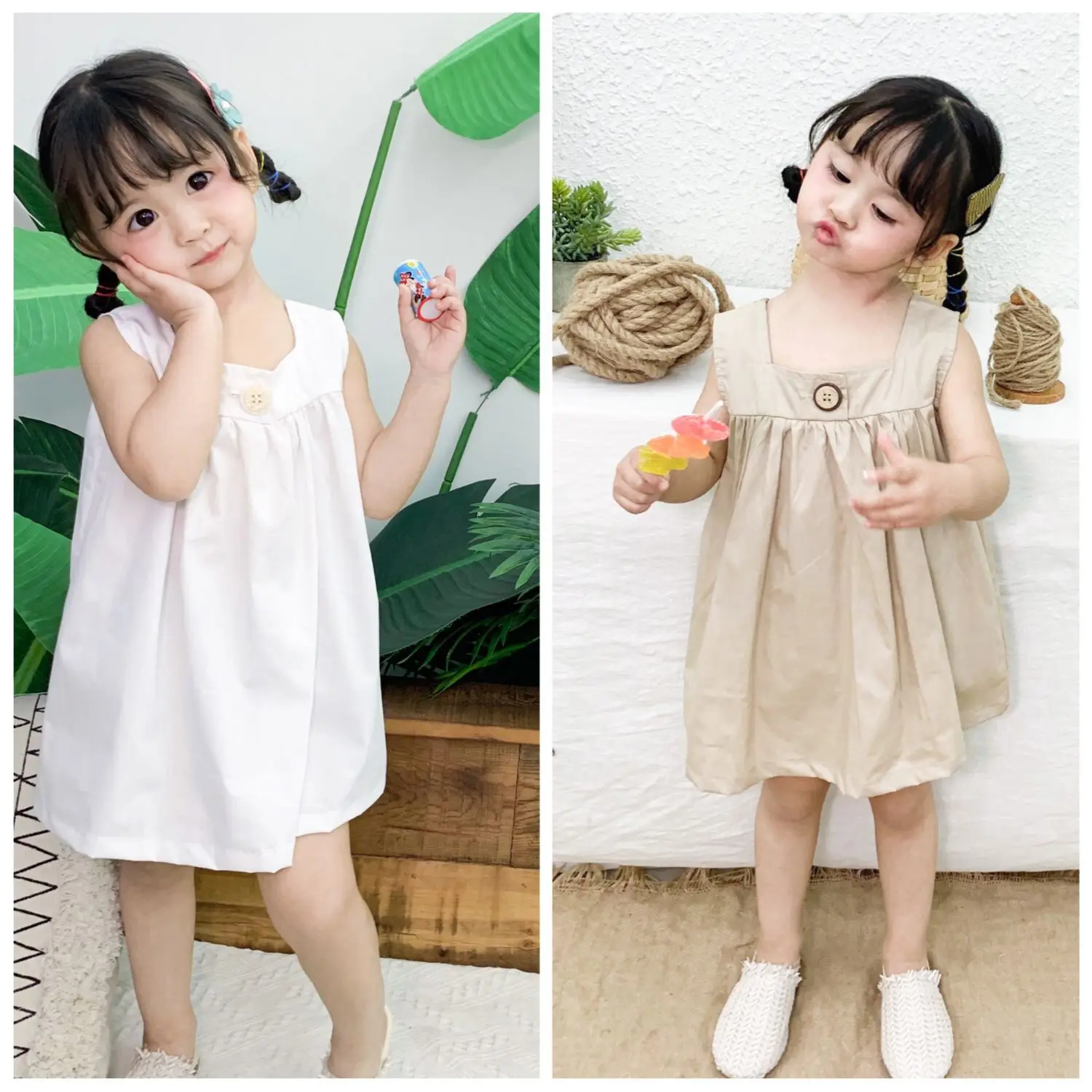 Новое Стильное однотонное платье для девочек, модные летние хлопковые платья для девочек 1-6 лет