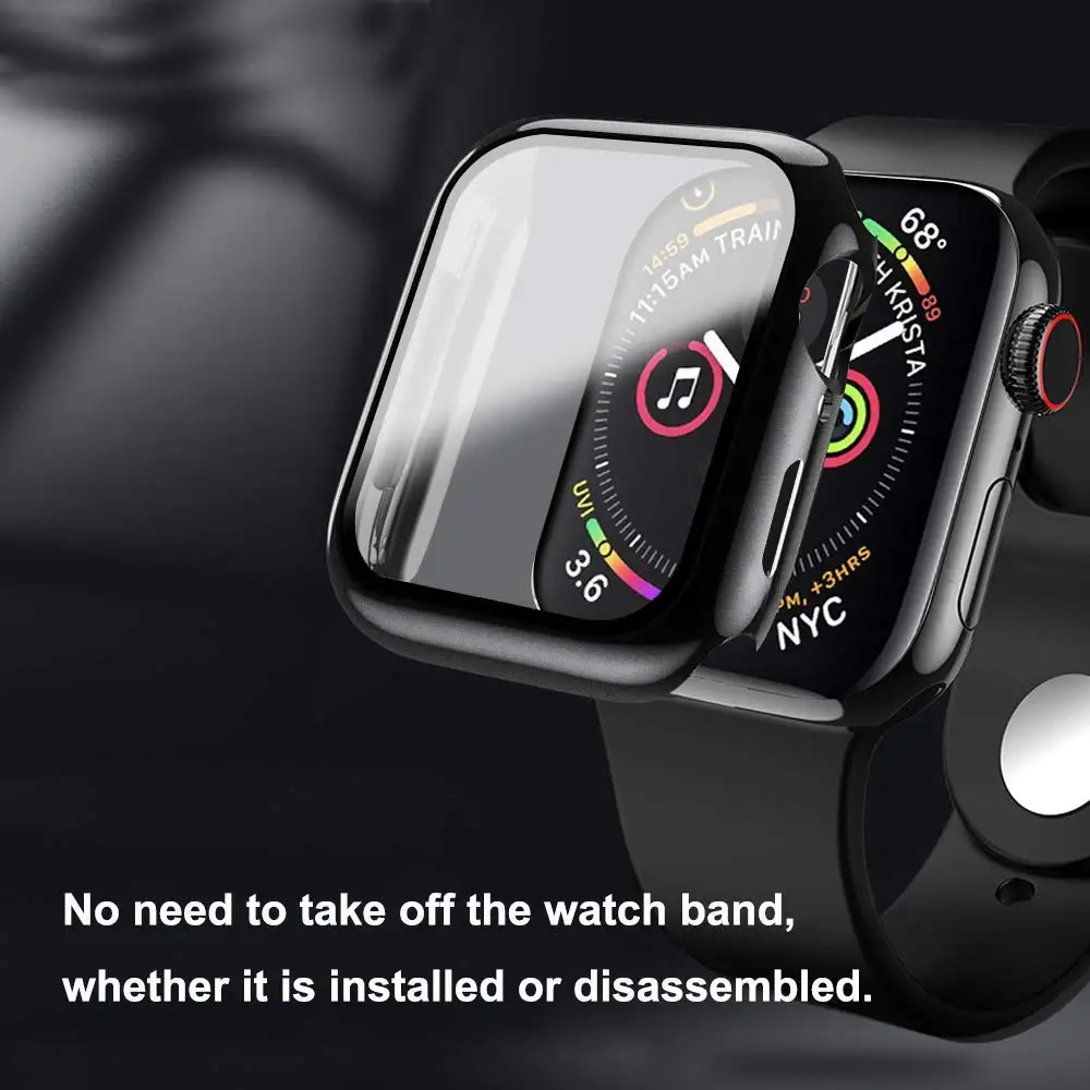 

Case+Tempered Glass For Apple Watch 44mm 40mm Series 5 4 3 2 1 Screen Protector cover Bumper case for iwatch 5 4 3 2 1 42mm 38mm