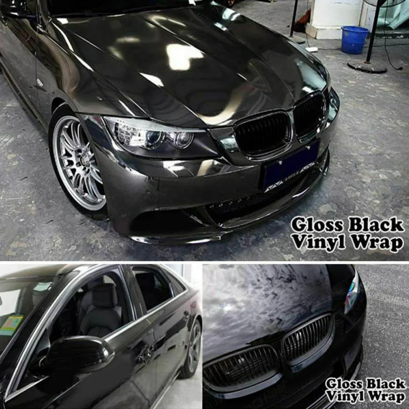 Comprar 152x30CM Black Glossy Vinyl Film Gloss Glossy Car Wrap