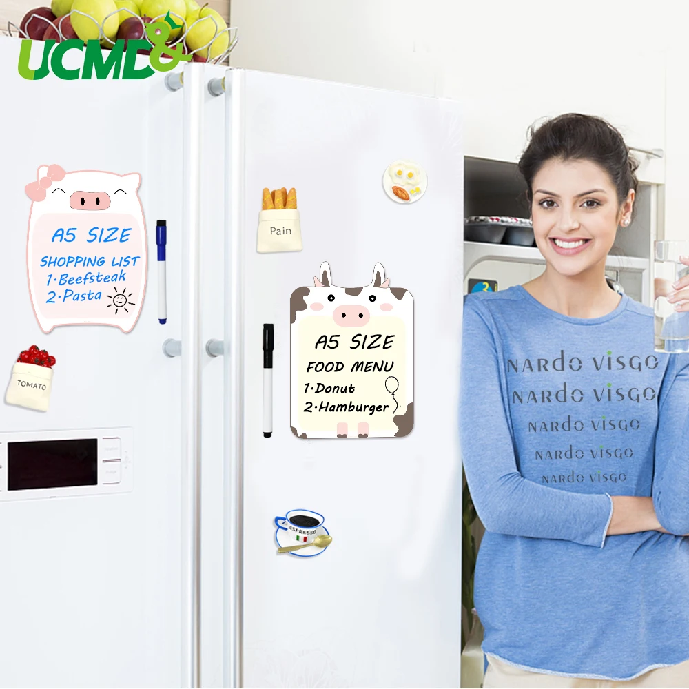

A5 Size Magnetic Fridge Sticker With Erasable Pen Drawing Message Note Board Memo Menu Record For Home Kitchen Gift 2pcs/Lot