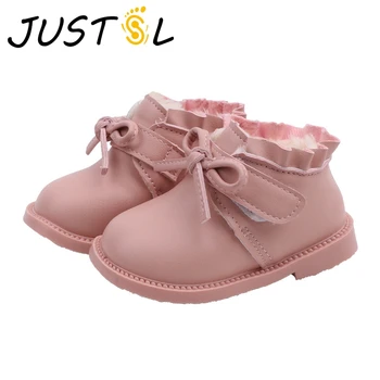 

JUSTSL Winter Baby Girls Soft Bottom Toddler Shoes Kids Cotton-padded Shoes Plus Velvet Keep boots For 6-18 months Infant Baby