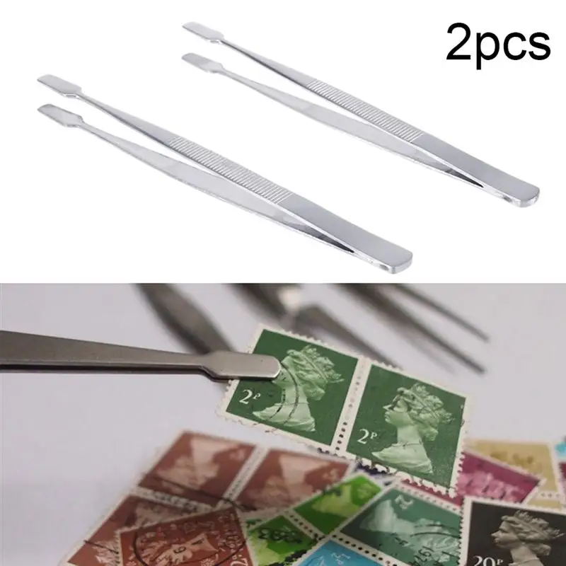 Tweezer Tool Stamp Tweezers 2pcs Philately Round Postage Stamps Collector Stainless Steel
