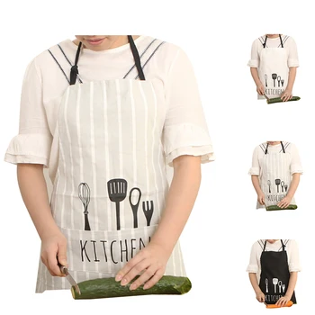 

Men Women Cotton Cooking Halter Neck Aprons Sleeveless Restaurant Barbecue Bib Kitchen Fork Spoon Aprons