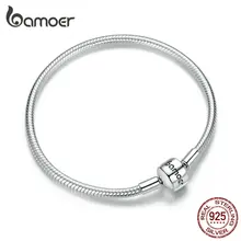 Bamoer, фирменный серебряный браслет со змеей 925, 3 мм, основные оригинальные браслеты для женщин, Стерлинговое серебро 925, сделай сам, хорошее ювелирное изделие BSB032