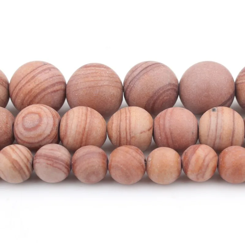 

6/8/10mm Nature Matte Brown Stripe Jaspers Beads Round Loose Spacer Bead For Jewelry Making Diy Accessories 15 Inch