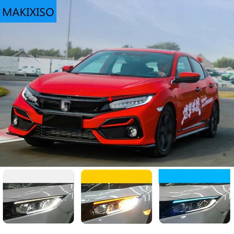 

1 пара украшение для автомобильной фары желтый указатель поворота для Honda Civic 2020 2021 DRL светодиодные фары дневного света