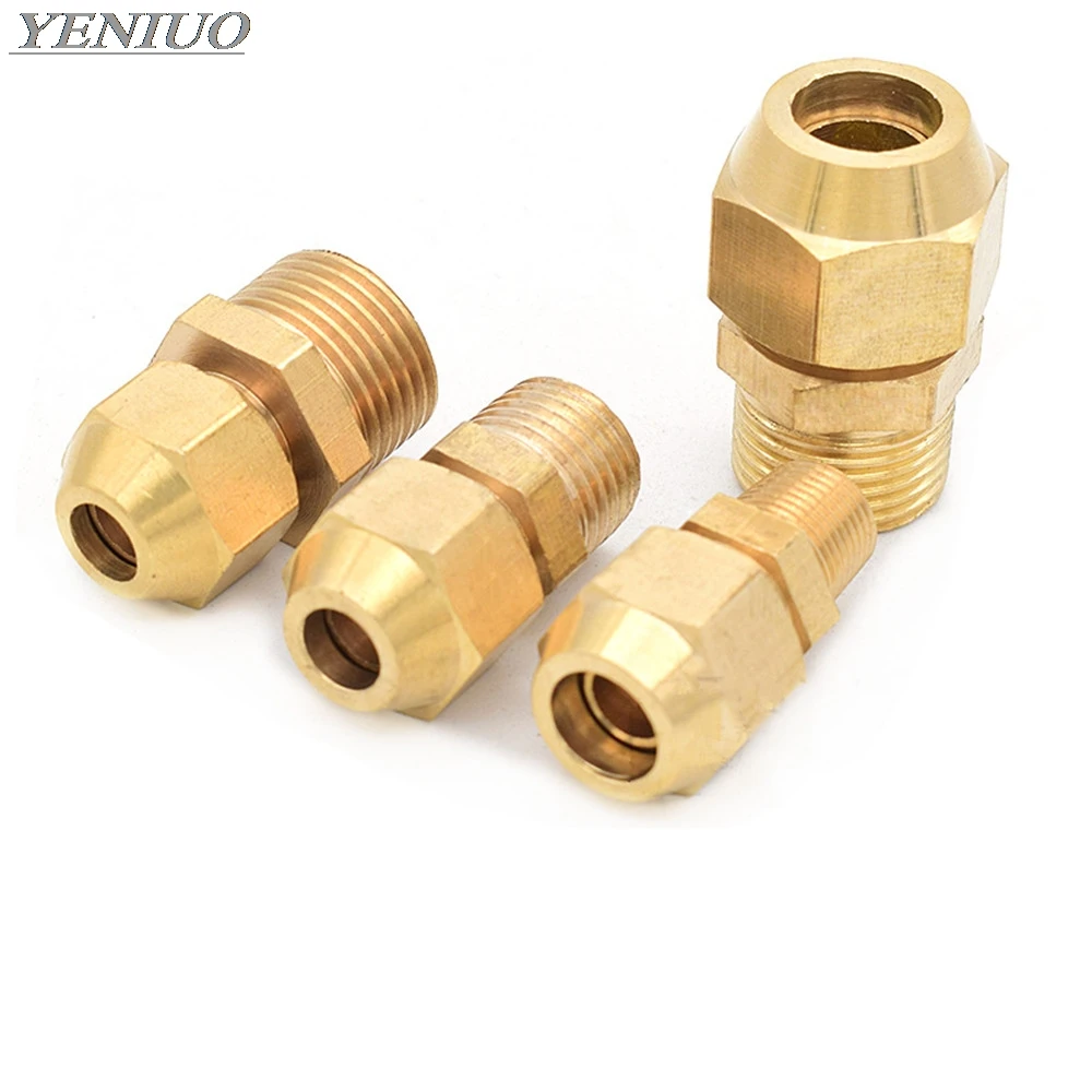 Pipe Fitting Water Pipe Fitting Hose Pipe Fitting copper Flaring directly connect 1/8" 1/4" 3/8" 1/4" Male Thread brass fitting copper expansion estuary flared Adapter Connector