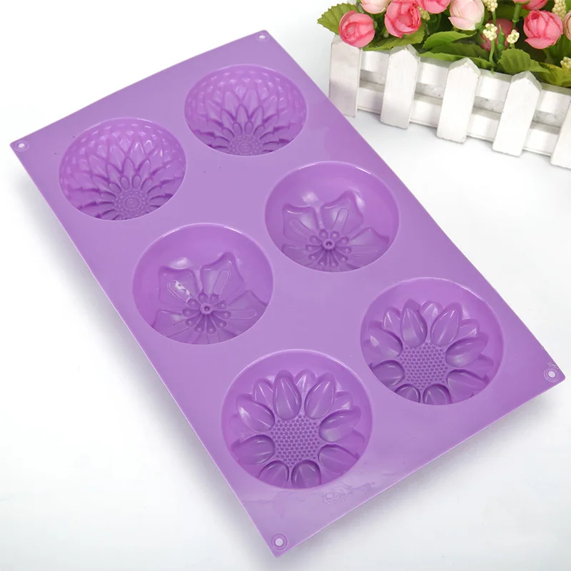 Мыло Формы для выпечки аксессуары DIY ручной работы Fondant(сахарная) торт форма кухонные инструменты 6 отверстий нетоксичные силиконовые в форме цветка в форме сердца