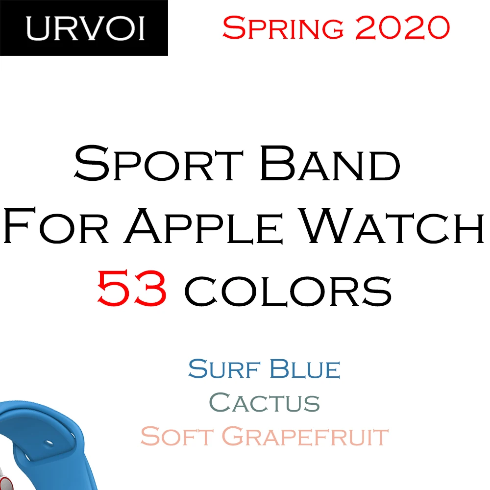 Спортивный ремешок URVOI для apple watch series 5 4 3 2 1 с застежкой штифтом и tuck, силиконовый ремешок для iWatch, замена, весна 2020, Новинка|Ремешки для часов|   | АлиЭкспресс