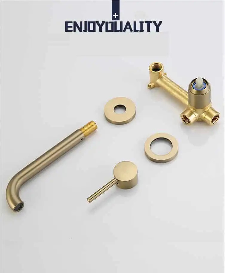 Golden water pool faucet, with the device embedded in the wall, a hot faucet and a mixing faucet rotate 360