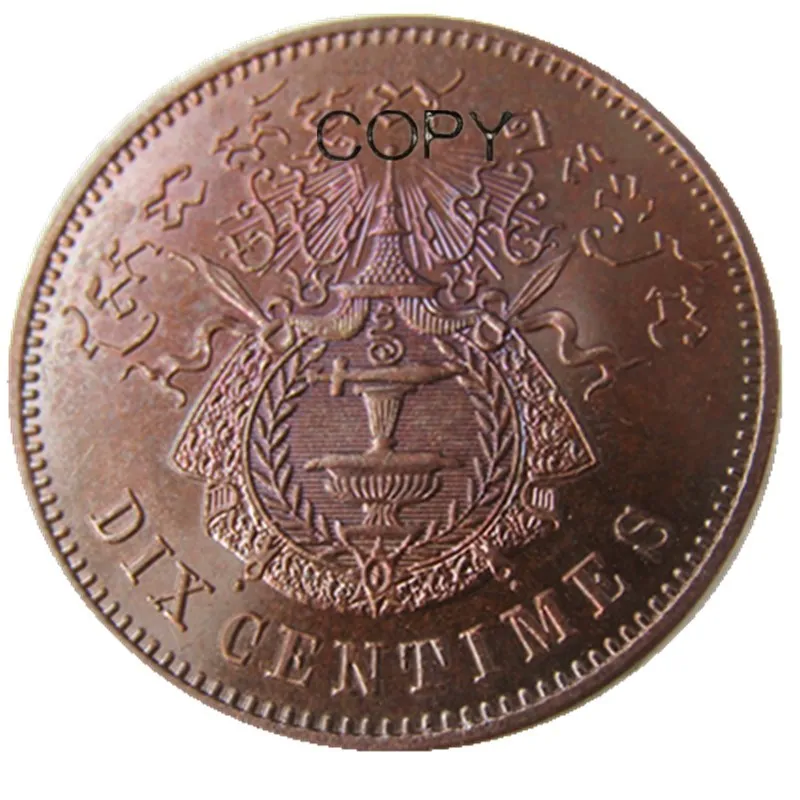 Камбоджа Norodom I образец Essai 10 Centimes 1860 E медная копия
