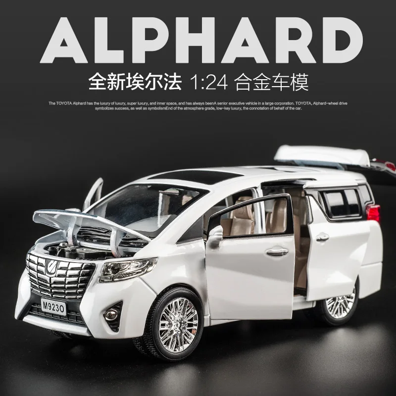 Высокая симитация 1:32 Toyota Alphard MPV модель сплава Вытяните назад Модель автомобиля Вытяните назад звуковой светильник Музыка Дети литые игрушки коллекция