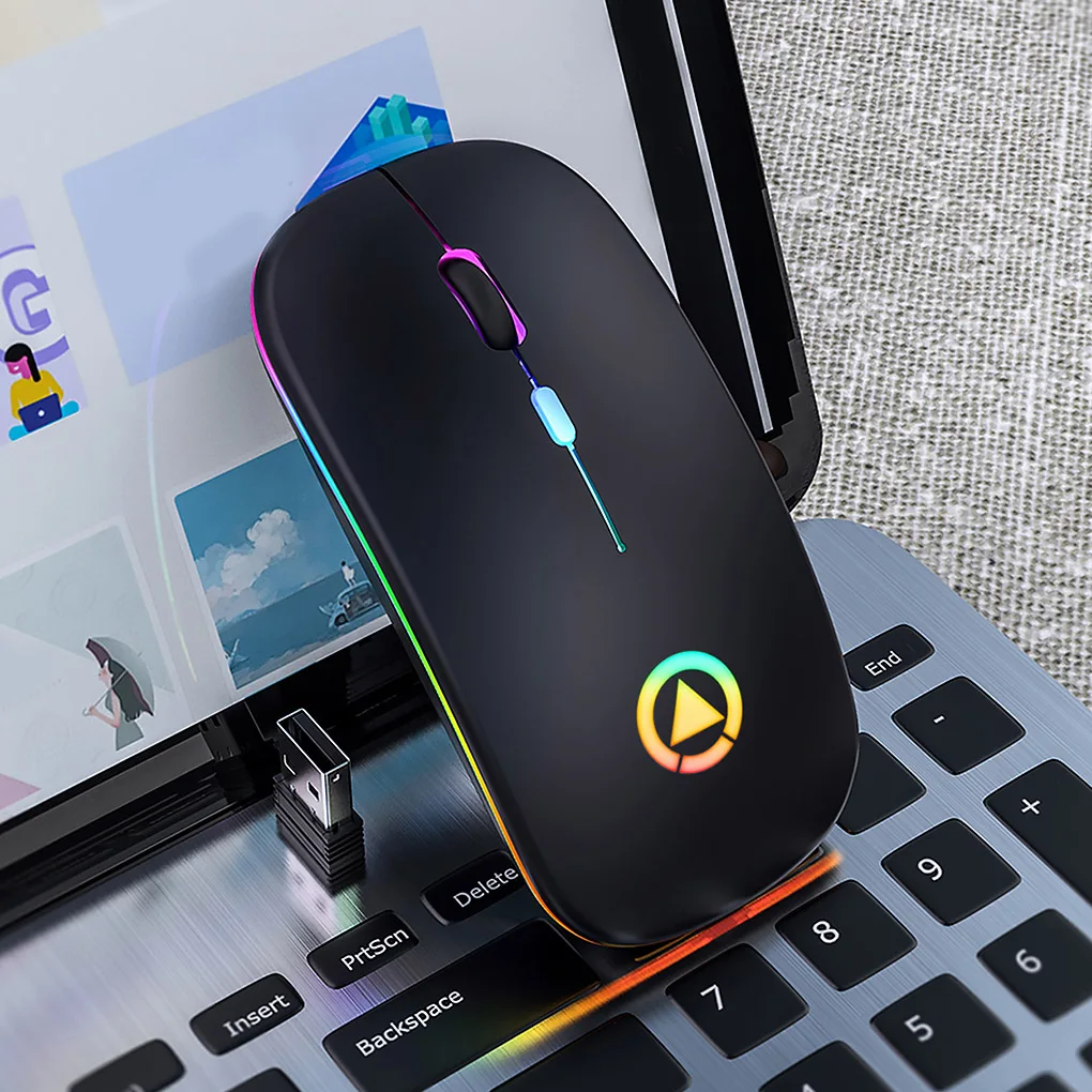 LED Backlit Rechargeable Wireless Silent Mouse USB