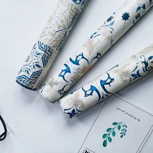 

Self-Adhesive Wallpaper Kitchen Oil-Proof Bathroom Bedroom Wall Stickers Balcony PVC Imitation Tile Pattern Wallpaper Blue