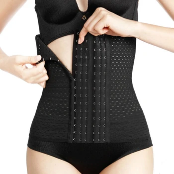 

SOUGEN Waist Trainer Body Shaper Women's Croset Ruducing Shapers and Models Front Buckle Six Breasted Waist Cinchers Breathable