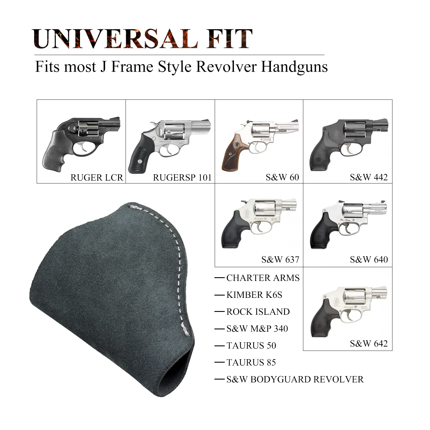 Real Suede Leather Gun Holster Pistol Holster for J Frame Revolvers Taurus S/&W