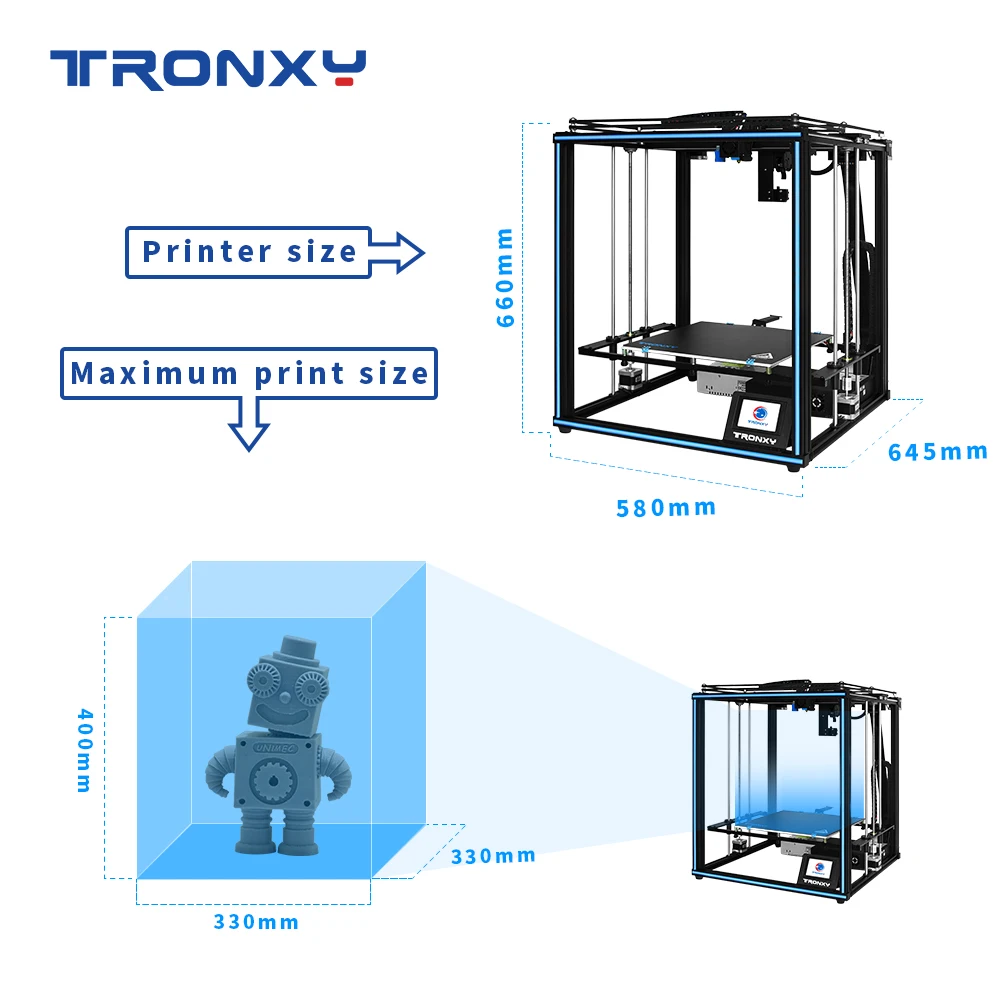 Tronxy X5SA PRO 3D принтеры алюминиевая плита горячего отжига 330*330*400 мм TMC2225 привод