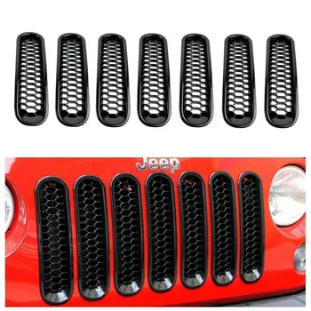 

Latest Design Black Honeycomb Trim Grill Grille Cover Insert Mesh Frame for Jeep Wrangler JK Unlimited 2007-2016 7 Pieces Kit