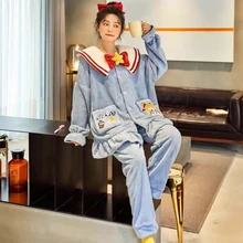 Pajamas Thickened Version of The Cute Can Wear Outside The Spring Autumn Loungewear Female Winter Pajamas Suit Nightgown Robes