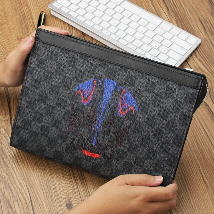 

New Style Europe And America Handbag Men Clutch Bag Universal Large-Capacity Casual Plaid Pattern Clutch Envelope Bag Business C