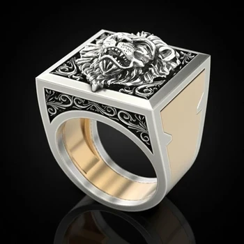 bague lion argent homme