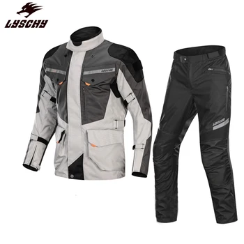 

LYSCHY Autumn Winter Motorcycle Jacket suit Coldproof Waterproof Motocross racing Jacket pants Set Touring Clothing+CE protector