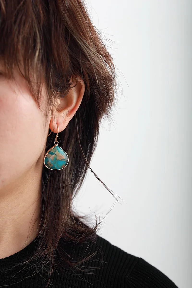 Romantic Womens Blue Earrings Teardrop Dangle Earring Bold Fashion Natural Stones Luxury Designer Jewelry Bijoux - Image 3